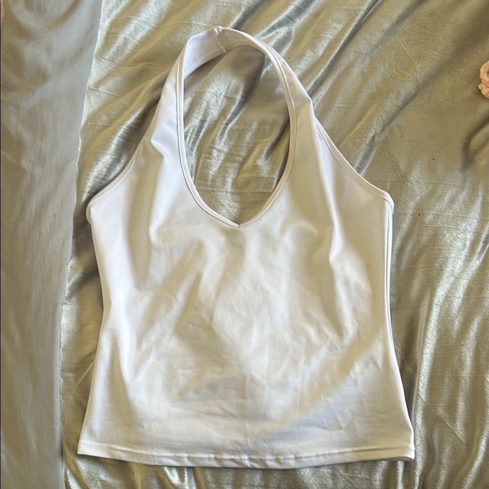 White Halter Neck Top